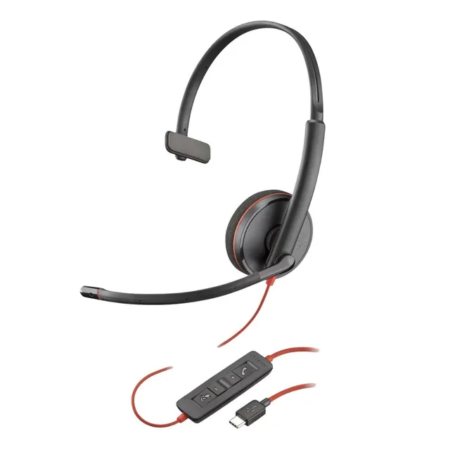 Auricular Poly Blackwire 3210 Monaural Usb-c +usb-c/A Adapter (bulk)