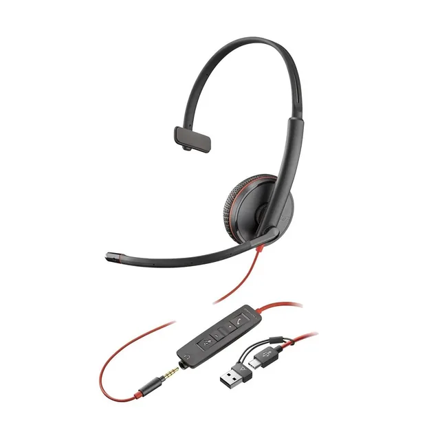 Auricular Poly Blackwire 3215 Monaural Usb-c +3.5mm Plug +usb-…