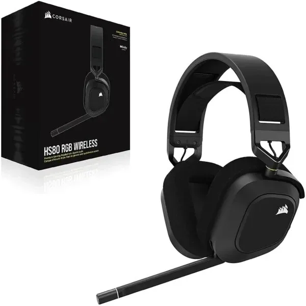 Auriculares Corsair HS80 RGB Wireless Spatial Audio Carbon