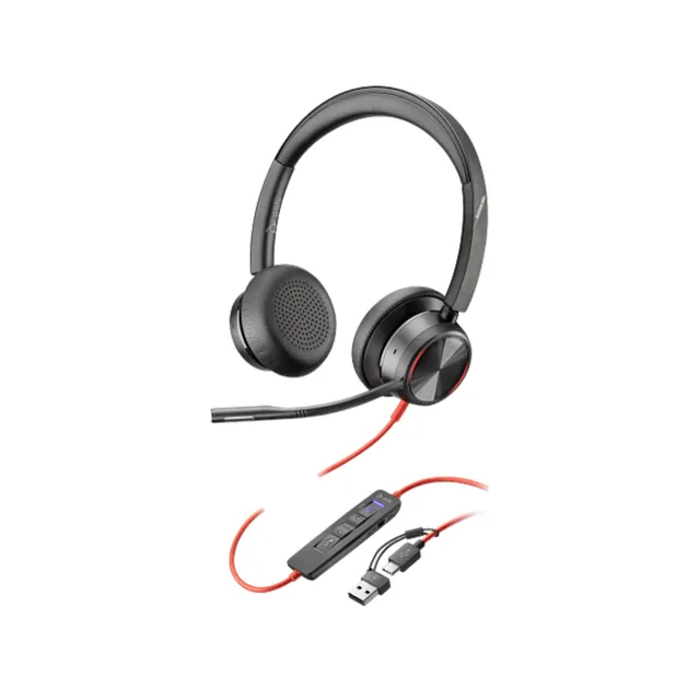 Auriculares estereo Poly Blackwire 8225 con adaptador USB-C/A 8X225AA