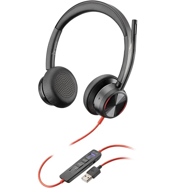 Auriculares Estereo Usb-c Poly Blackwire 8225 Con Certificacion De Microsoft Teams + Adaptador Usb-c/A