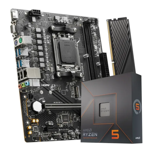 Combo AMD Ryzen 5 7600X + A620 + 16GB RAM
