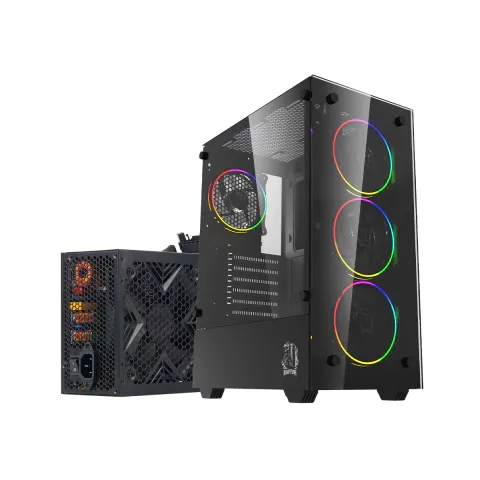 Combo Kit Gabinete RAPTOR SENTINEL X 4 FAN RGB C/ FUENTE RAPTOR 650W 80 PLUS BRONZE