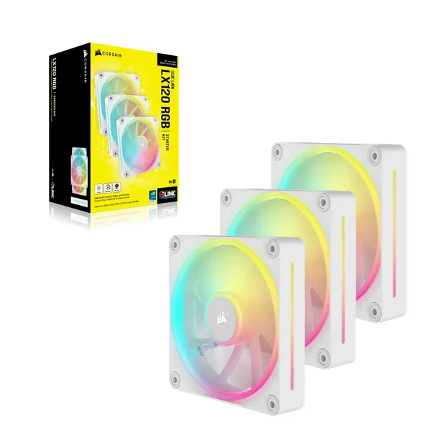 Fan Cooler Corsair iCUE LINK LX120 RGB 120mm White Pack x3