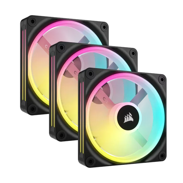 Fan Cooler Corsair iCUE LINK QX120 RGB 120mm Magnetic Dome Black Pack x3