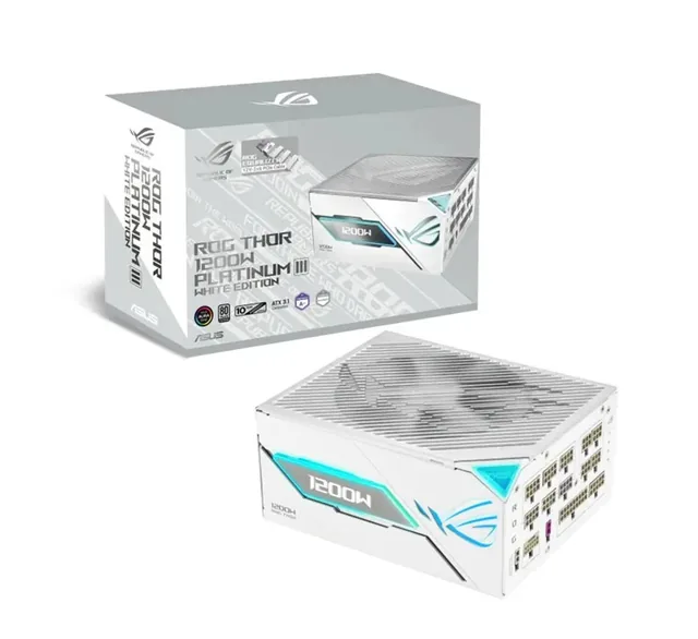 Fuente Asus Rog Thor 1200W 80 Plus Platinum III Oled White Edition