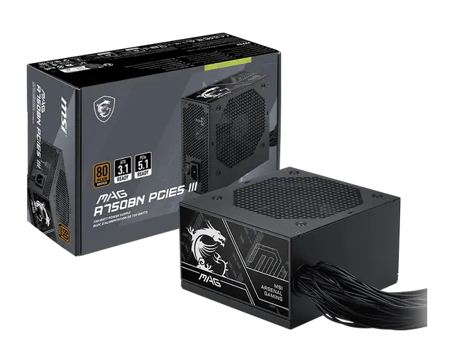Fuente Msi Mag A750bn Pcie5 Iii 750w 80 Plus Bronze Pcie 5.1 - Atx 3.1
