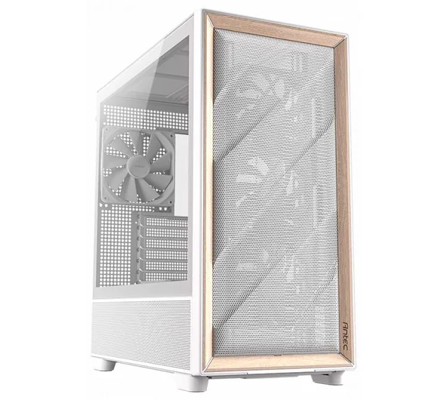 Gabinete Antec FLUX White 4x120mm + 1x140mm Fans Mesh Wood Vidrio Templado