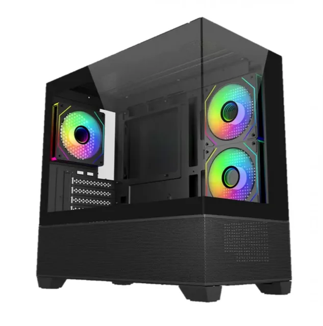 Gabinete Cooler Master Elite 490 Mini Tower 3 Fans 120mm Argb Tempered Glass Black S/fuente