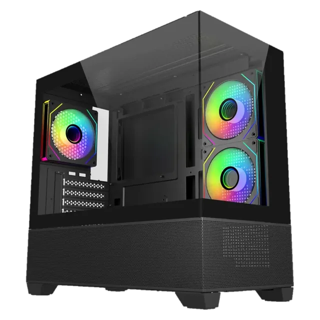 Gabinete Cooler Master Elite 490 Mini Tower mATX 2xTG USB-C 3xFan PWM ARGB Negro