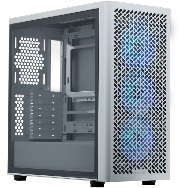 Gabinete Cooler Master Elite 502 Mid Tower E-ATX BTF TG Mesh USB-C 3xFan ARGB Blanco