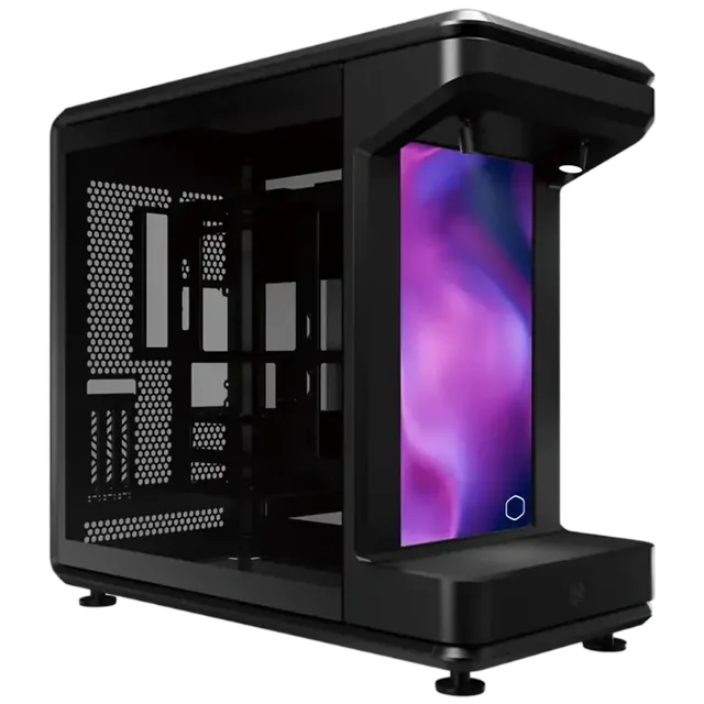 Gabinete Cooler Master MasterFrame 360 STAGE LCD Mid Tower ATX TG Expositor Pantalla c/ Cable Riser