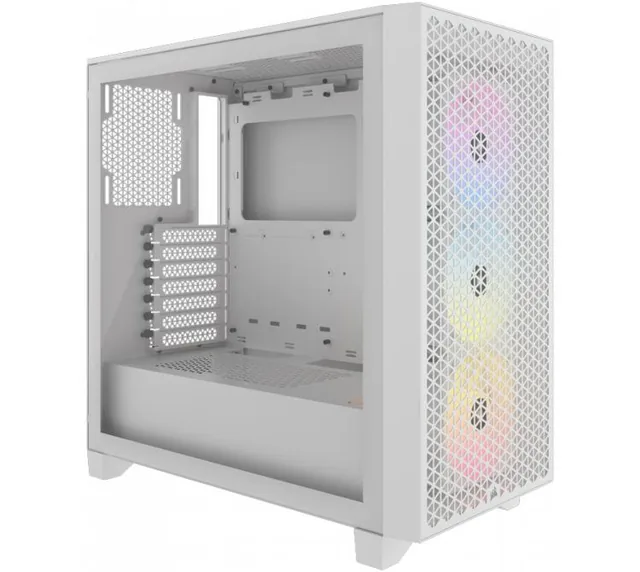 Gabinete Corsair 3000D TG Airflow White RGB 3x120mm AR120 ARGB Fans USB-A ATX