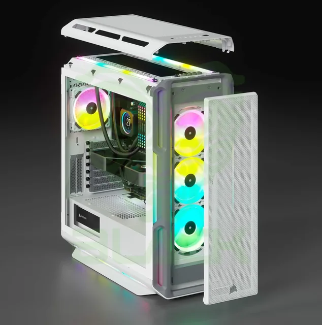 Gabinete Corsair Icue 5000t RGB White 3x120mm Ll120 ARGB Fans Hub + Mouse Corsair M75 Launch Edition + Mouse Pad Corsar Xl