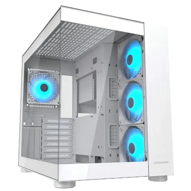 Gabinete Cougar FV150 RGB White 4x120mm RGB Vidrio Templado 270° Dual Chamber