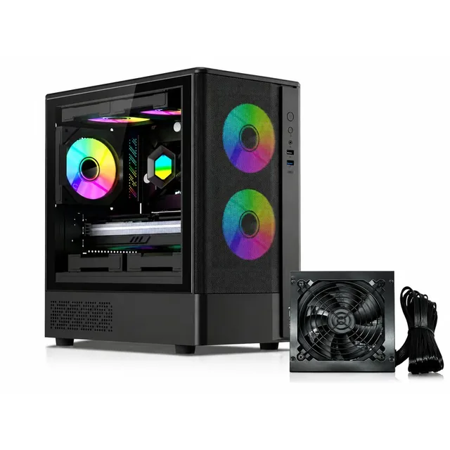 Gabinete Esparta Vidrio Templado + Fuente 600W + 1 Fan Rgb