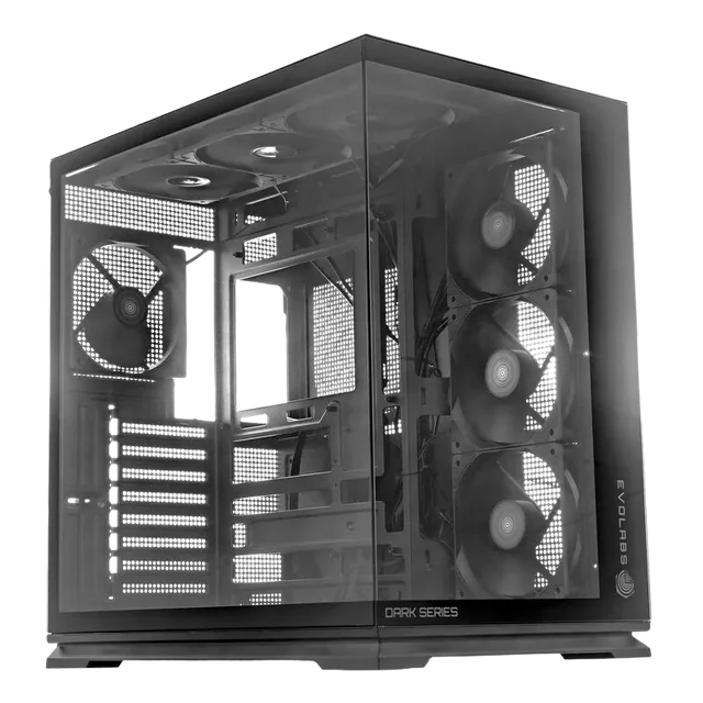 Gabinete Evolabs Luma X Dark Evo-325ab Con 7 Ventiladores Black
