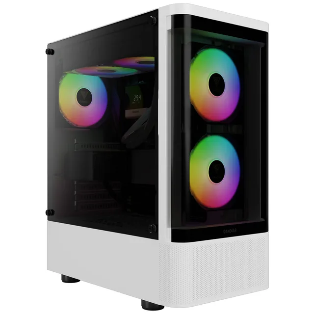 Gabinete GAMDIAS TALOS E3 CG WH Mid Tower ATX TG Curvado 3xFan ARGB Blanco