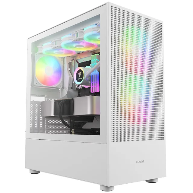Gabinete GAMDIAS TALOS M3 MESH WH Mid Tower E-ATX TG USB-C Blanco 3xFan ARGB PWM