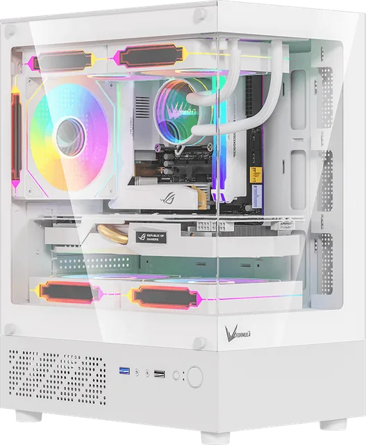 Gabinete Gamer Formula V Line Crystal Z1cm Plus White Sin Controladores Rgb (matx, 3 Fans Cosmic 12)