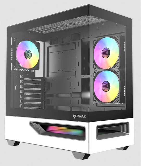 GABINETE GAMER RAIDMAX HURRIKAN H200 E-ATX ARGB PWM WHITE/BLACK