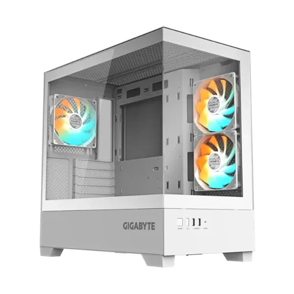 Gabinete Gigabyte C201 Panoramic Ice TG x2 Mid-Tower Fan ARGB x3 White (5849)