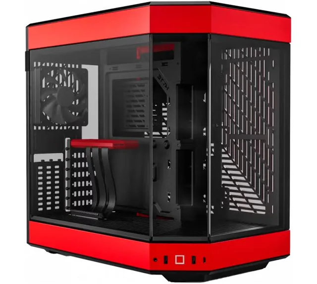 Gabinete HYTE Y60 Black/Red Vidrio Templado 3x120mm Flow FE12 Fans Vertical GPU Mount Inc. Cable Riser PCIe 4x16 USB-C 3.2