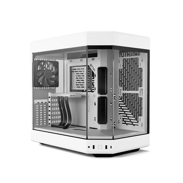 Gabinete Hyte Y60 Snow White Vidrio Templado 3x120mm Flow Fe12 Fans Vertical GPU Mount Inc. Cable Riser PCIE 4x16 Usb-c 3.2
