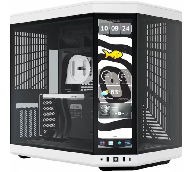 Gabinete HYTE Y70 TOUCH INFINITE Panda Vidrio Templado Pantalla Tactil 2.5K LCD IPS 60Hz Inc. Cable Riser PCIe 4x16 USB-C 3.2