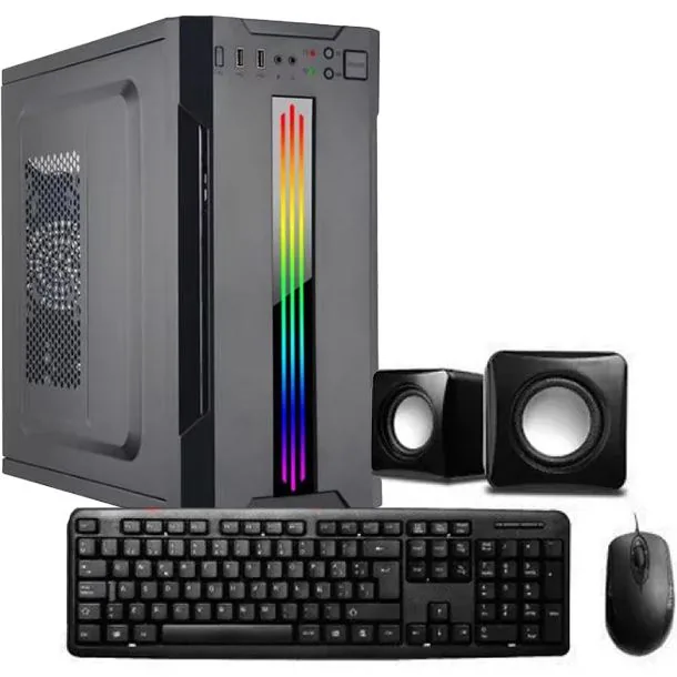 GABINETE KIT GAMER C/FUENTE 600W RGB TECLADO MOUSE Y PARLANTES AURUS