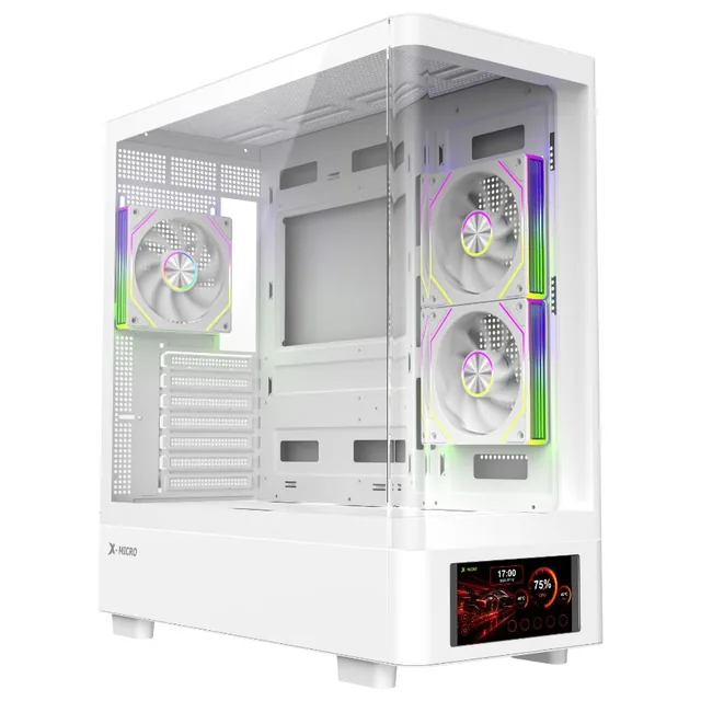 Gabinete Mid Tower X-Micro Invictus Core 5" Lcd 3 Fan Argb White