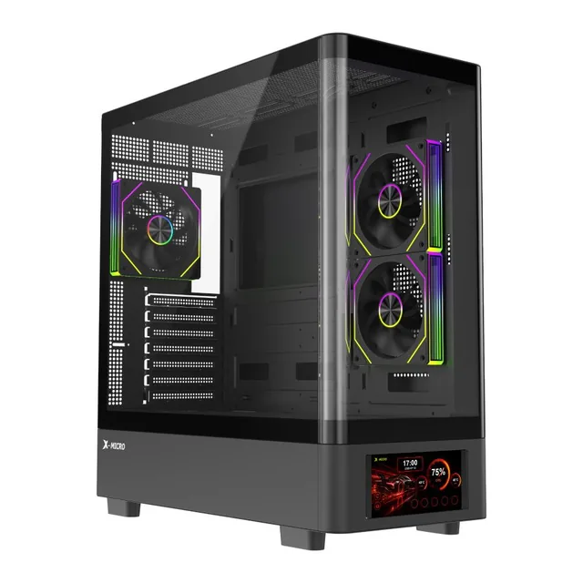 Gabinete Mid Tower X-Micro Invictus Core 5" Lcd 3 Fan Argb