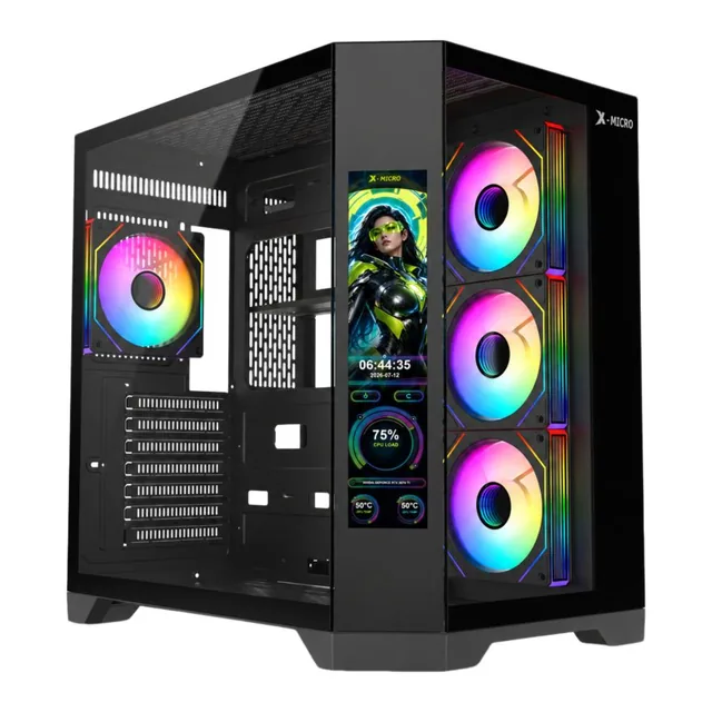 Gabinete Mid Tower X-Micro Invictus Pro 9.16" Lcd 4 Fan Argb