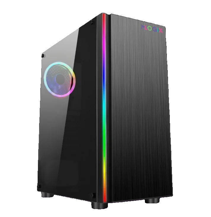 Gabinete MLOGIX Fighter RGB 1x120mm Fan M-ATX Vidrio Templado