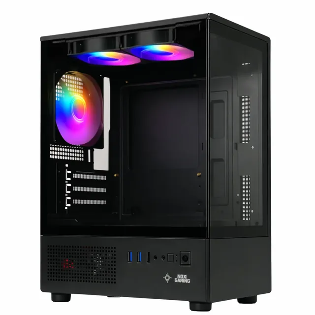 Gabinete Noxi Gaming Kurt Negro 3x120mm Rgb Fans + Fuente Noxi 500w