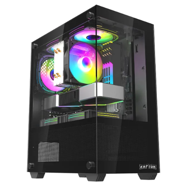 Gabinete Raptor Nova Prime TG X2 MT RGB Black
