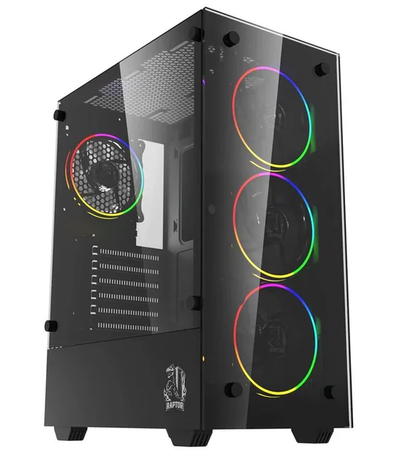 Gabinete Raptor Sentinel TG Mid-Tower RGB Fan x4 w/button control (6718)
