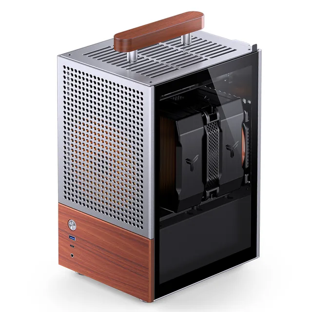 Gabinete T6 Silver Tg Itx Aluminio Madera Jonsbo