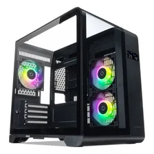 Gabinete Tecware Arc M M-atx Doble Camara Vidrio Curvo + Lcd Negro