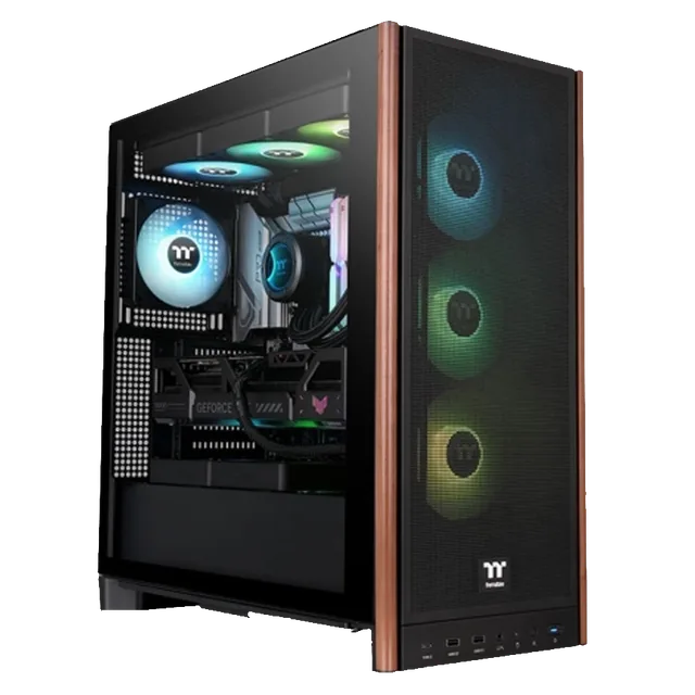 Gabinete Thermaltake S370 WS Mid Tower E-ATX BTF Madera Mesh TG 4x Fan CT120 PWM Negro