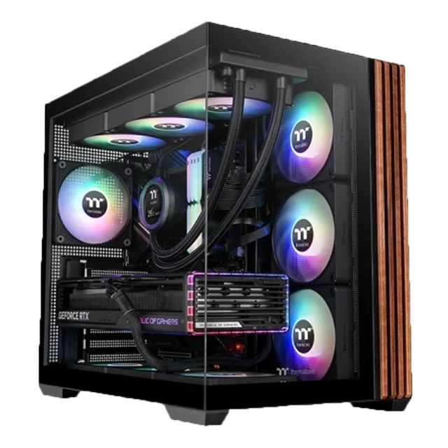 Gabinete Thermaltake View 380 WS ARGB Mid Tower Dual Chamber ATX BTF Madera 2x TG 4x Fan Negro