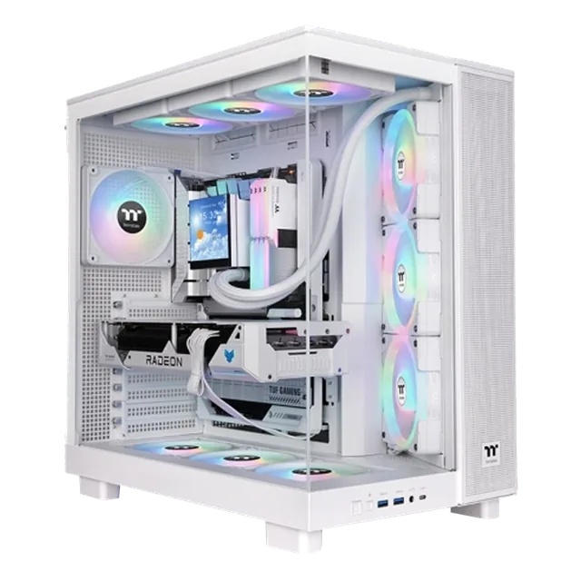 Gabinete Thermaltake View 380 XL TG ARGB Mid Tower Dual Chamber ATX 1x Fan Snow Blanco