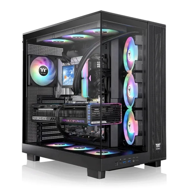 Gabinete TT View 380 XL Mid-Tower TG x2 Fan ARGB x1 Reverse Fan x3 Black (9675)