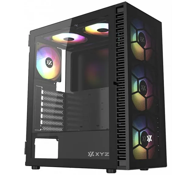 Gabinete XYZ Airone 100 Mesh Black 3x140mm + 3x120mm ARGB Fans Vidrio Templado