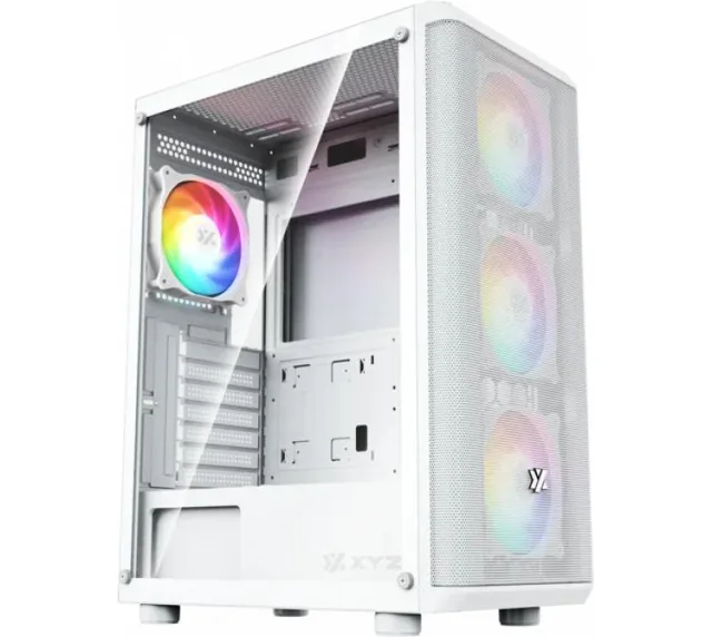 Gabinete XYZ Airone 60 Mesh White 4x120mm ARGB Fans USB-C Vidrio Templado