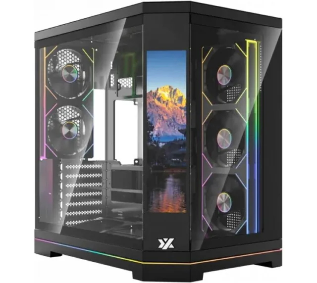 Gabinete XYZ NEUTRON X PRO Black 5x120mm ARGB PWM Fans Dual Chamber 9.1" LCD Smart Display