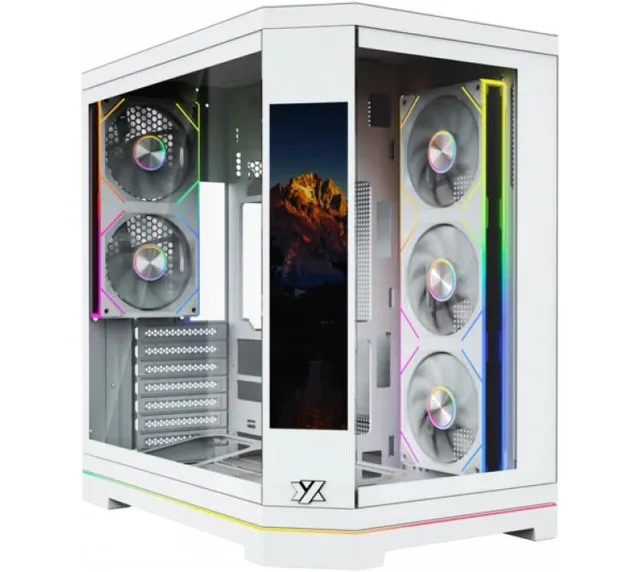 Gabinete XYZ NEUTRON X PRO White 5x120mm ARGB PWM Fans Dual Chamber 9.1" LCD Smart Display
