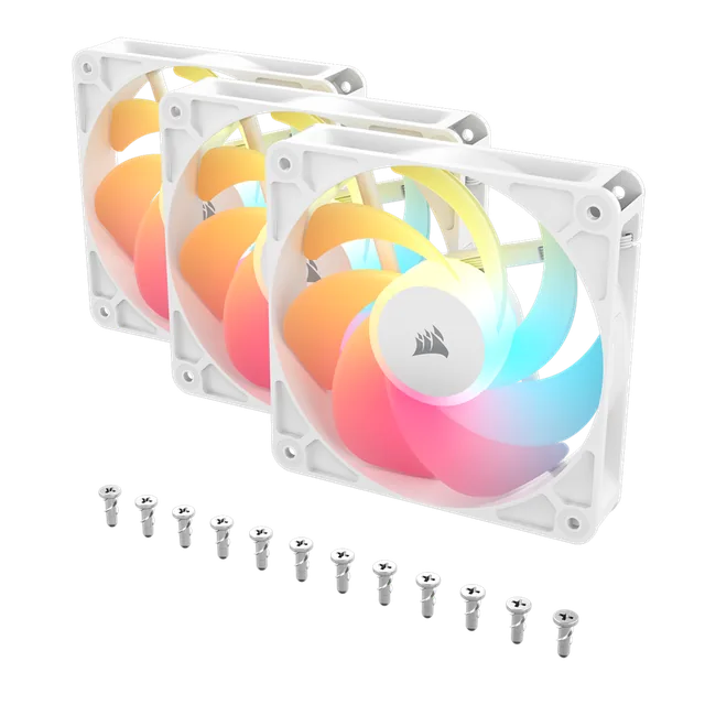 Kit De Ventiladores Corsair Flujo Invertido Rs120-r Argb De 120 Mm X3 Blanco
