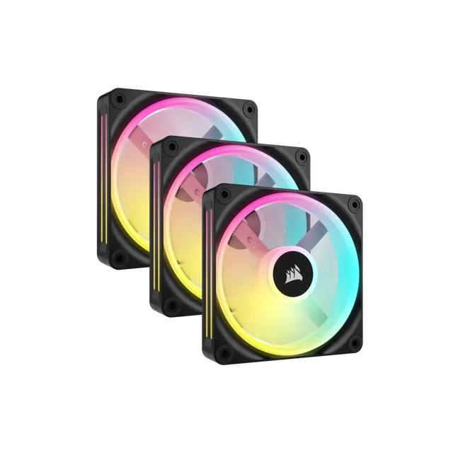 Kit De Ventiladores Corsair Pwm De 120 mm Qx120 Rgb X3 Negro Con Icue Link