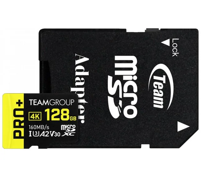 Memoria Micro SDXC Team PRO UHS-I 128GB 160MB/s A2 V30 Clase 10 con Adaptador